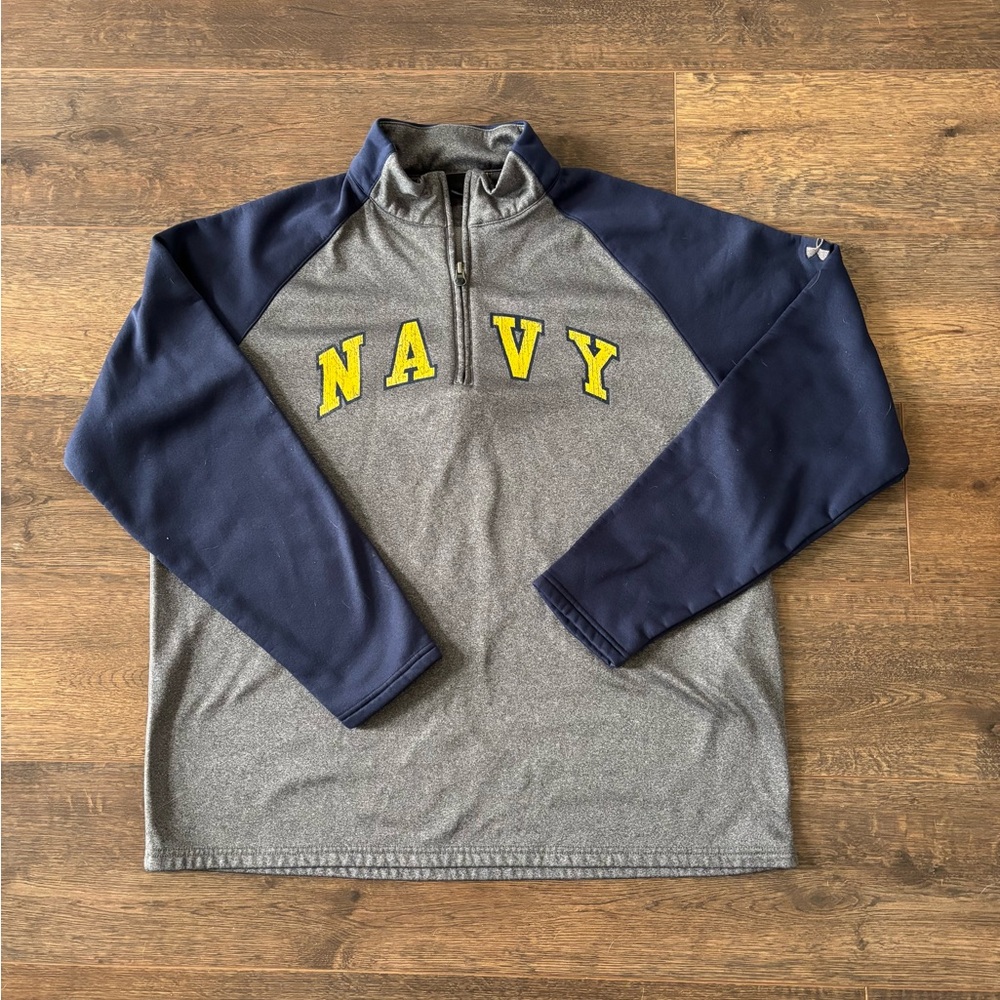 Under Armour United States Navy 3/4 Zip Size Large Loose Fit